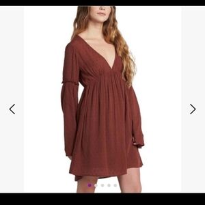 ROXY Swiss Dot Bell Sleeves Boho Festival Gauze Dress Medium